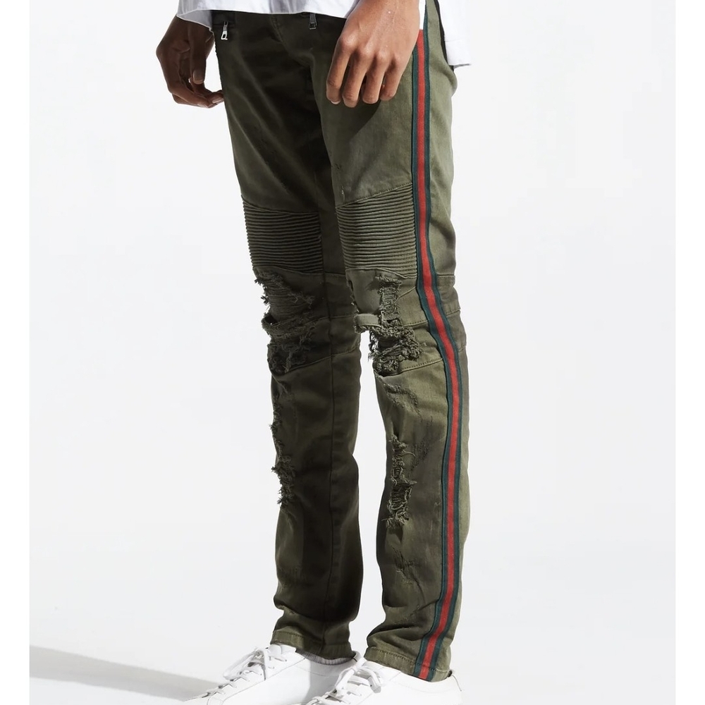 EMBELLISH NYC TARIQ BIKER DENIM (Olive)